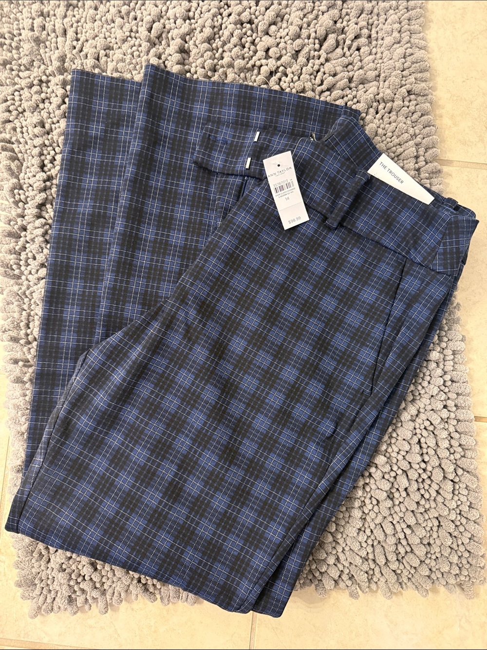 Ann Taylor Blue and Black Plaid Skirt